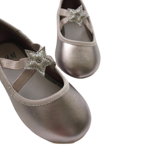 New H&M Star Ballerina Flats Toddler Shoes Metallic Silver Sz 8 - Picture 7 of 8